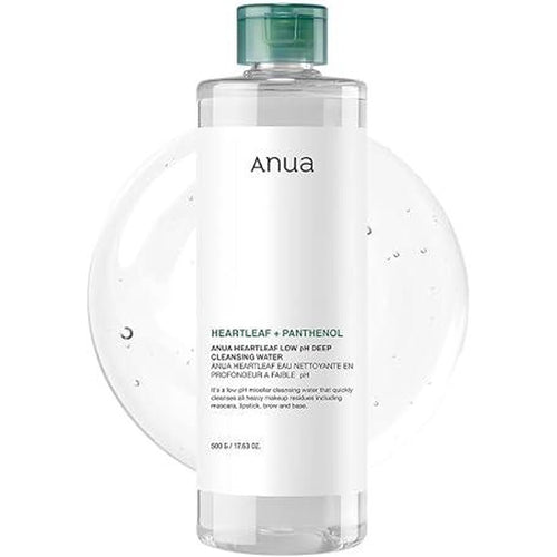 Anua Heartleaf Low Ph Deep Cleansing Water, Micellar Water, Face Wash, Facial Cleanser, Skin Care, Korean Makeup Remover, Korean Skin Care, (500G, 17.63 Oz.)