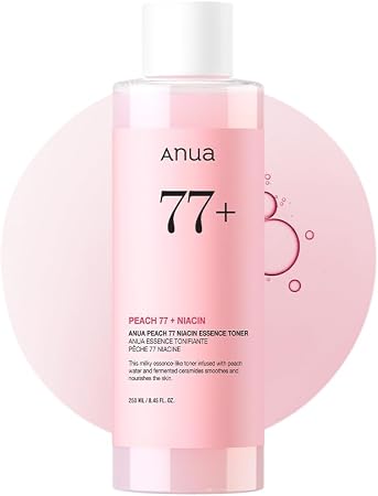 Anua Peach 77 Niacin Essence Toner, Facial Toner For Glass Skin, Niacinamide, Panthenol, Ceramides, Korean Skin Care, Facial Toner For Glass Skin, 250Ml/8.45 Fl.Oz.