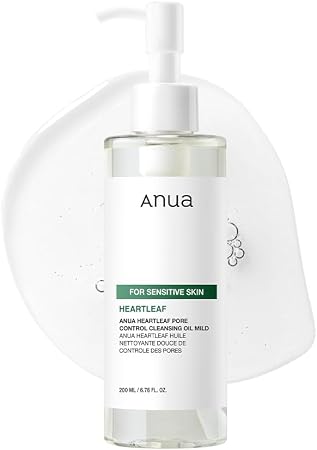 Anua Heartleaf Pore Cleansing Oil Mild, Sensitive Skin Face Wash, Oil Cleanser For Face, Makeup Blackhead Remover, Korean Skin Care, Non-Comedogenic, Fragrance Free 6.76 Fl Oz(200Ml)