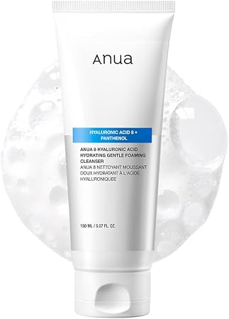 Anua Hydrating Gentle Foaming Cleanser, Hyaluronic Acid, Glycerin, Zinc, Panthenol, Korean Face Wash For Dry Skin, For Double Cleansing, Korean Skincare (150Ml/5.07Fl Oz.)