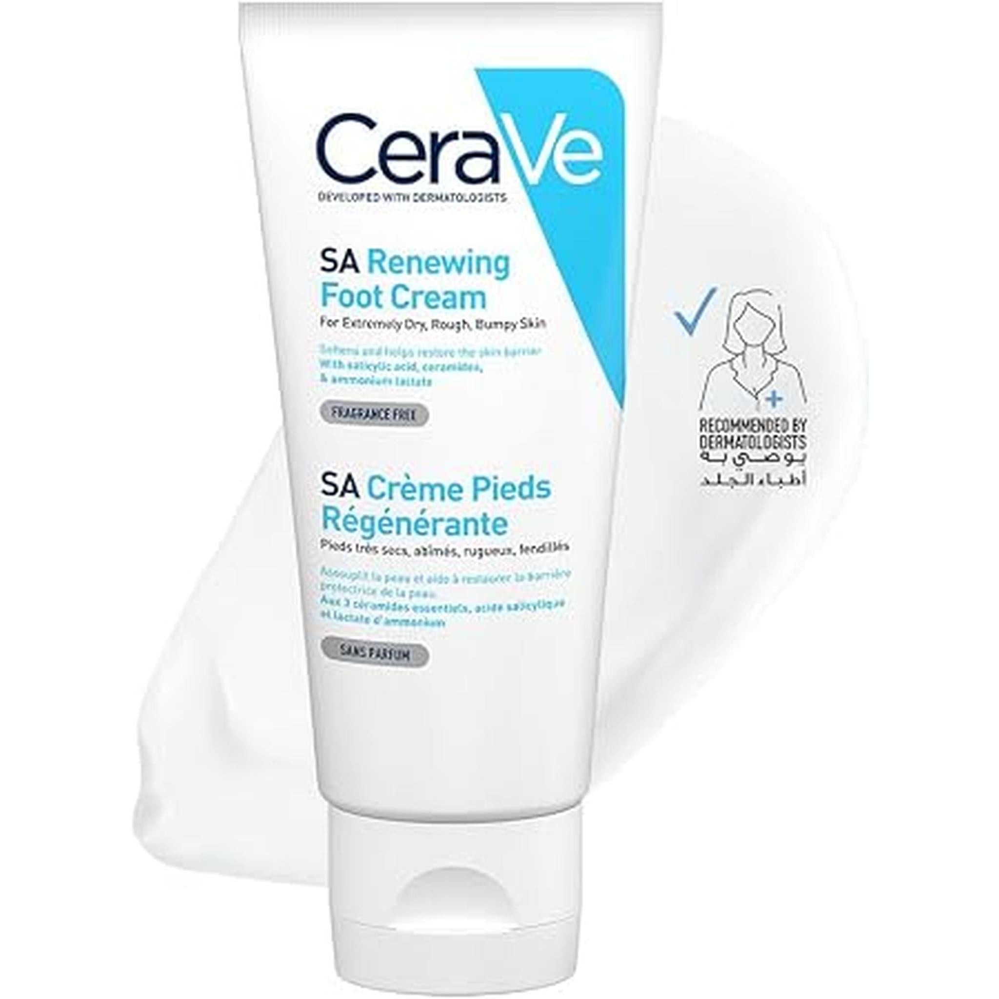 Cerave Sa Renewing Foot Cream For Dry, Rough, And Cracked Feet With Hyaluronic Acid 88Ml