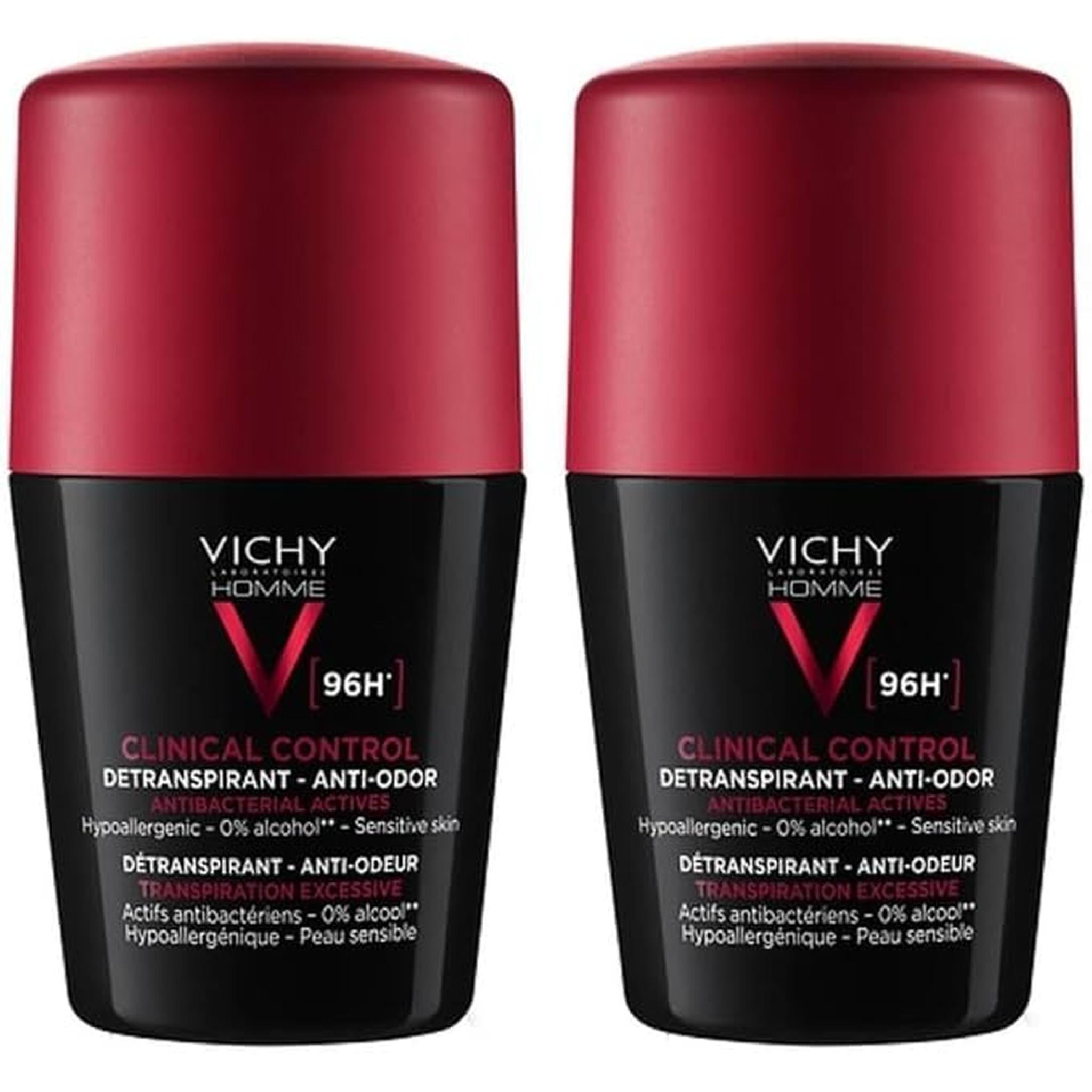 Vichy 96 Hour Clinical Control Deodorant For Men 50Ml (Pack Of 2)