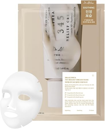 Dr.Althea 345 Relief Cream Mask | Daily Soothing Recovery And Blemish Care With Niacinamide & Tea Tree Leaf Water | Face Mask For Hydration & Skin Barrier Care | Vegan Korean Skincare (Pack Of 4)