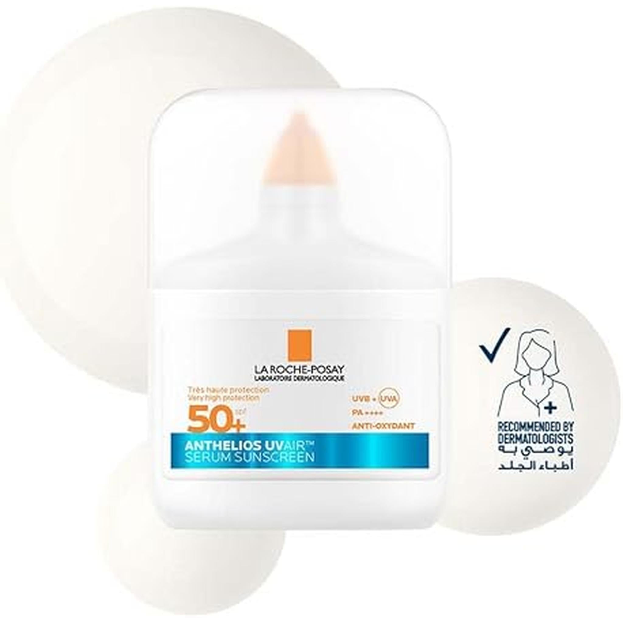 La Roche-Posay Anthelios Uvair Sunscreen Serum Spf 50+ With Niacinamide; Daily Facial Sunblock For Men/Women; Light As Air Texture With 100% Invisible Finish For All Skin Types 50Ml