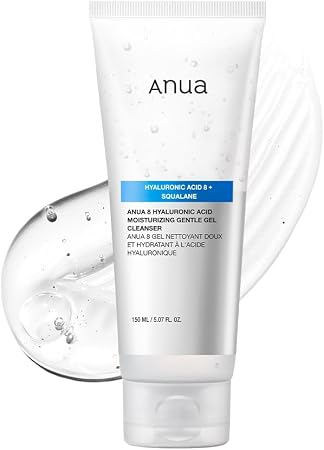 Anua Moisturizing Gentle Gel Cleanser, For Daily Hydrating Foaming Gel Face Wash, Exfoliating With Hyaluronic Acid+Squalane, Cleanser For Combination Skin, Korean Skincare (150Ml/5.07Fl Oz.)