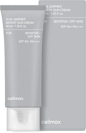 Celimax Dual Barrier Watery Sun Cream Spf 50+ Pa++++, Mineral Sunscreen For Sensitive Dry Skin, 40Ml