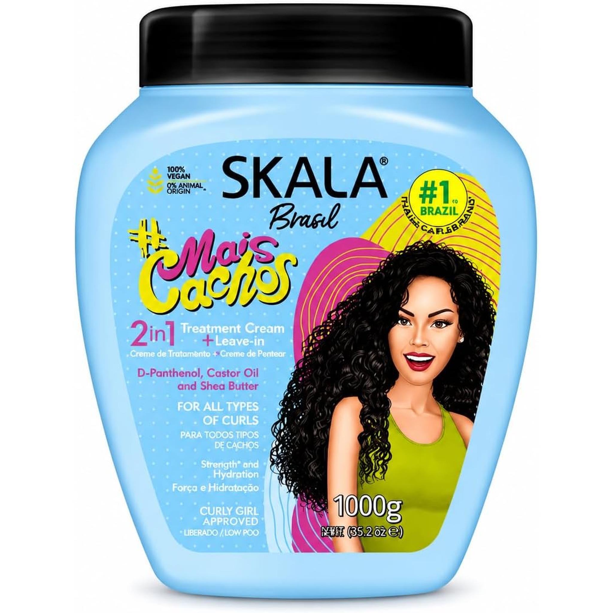 Skala Brasil Mais Cachos 2-In-1 Curly Hair Conditioning Cream, 1000G, Vegan Formula