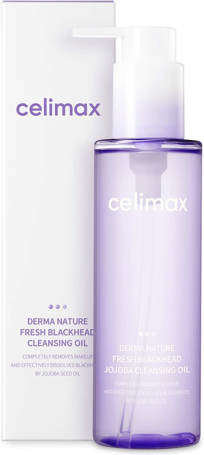 Celimax Derma Nature Fresh Blackhead Jojoba Cleansing Oil - Light, Non-Greasy Makeup, Clogged Pores, Blackheads Dissolving Formula, 150 Ml
