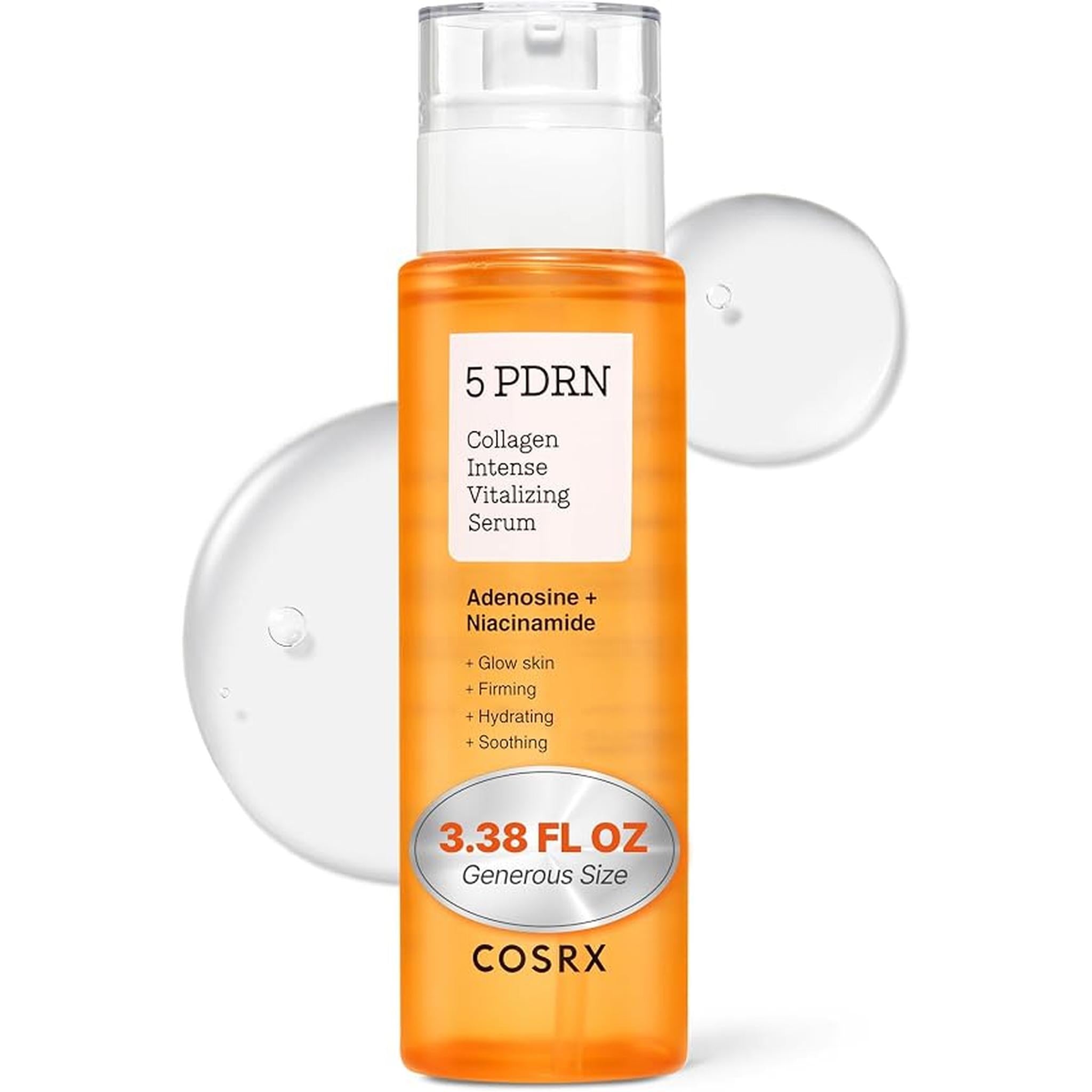 Cosrx 5 Pdrn Collagen Intense Vitalizing Serum, Firming Glow Serum With 5 Pdrn & Low Molecular Collagen, Moisturising & Hydrating, For Even Skin, Korean Skincare, 100 Ml
