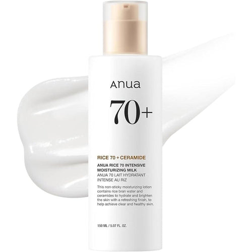 Anua Rice 70 Intensive Moisturising Milk, Lotion For Deep Hydration And Nourishment, Radiant Glass Skin, Rice Water, Niacinamide, Ceramide, Lightweight, Korean Skincare, 150Ml