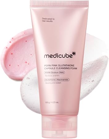 Medicube Facial Cleanser Pdrn Pink Glutathione Capsule Foam Cleanser | Daily Face Wash For Pore Care, Uneven Skin Tone, Texture | Hydrating & Nourishing Deep Cleansing | Korean Skincare, 4.23 Oz