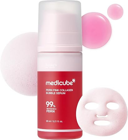 Medicube Pdrn Pink Collagen Bubble Serum | Bubble-To-Glow Firming Serum With 99% Purity Pdrn & Low-Molecular Collagen | Lightweight, Fast-Absorbing Bubble Texture For Radiant, Plump Skin | 3.21 Fl.Oz