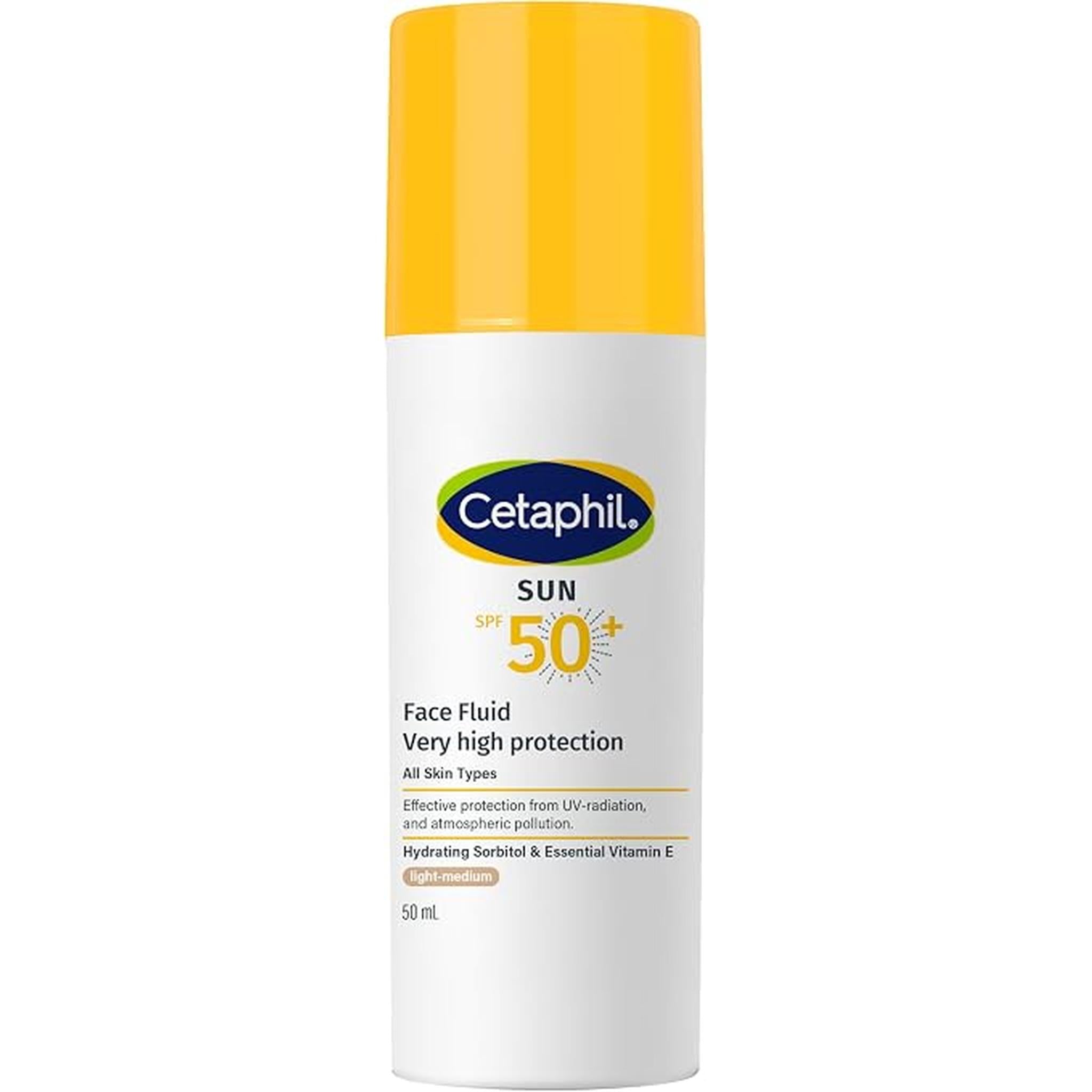 Cetaphil Sun Face Fluid Spf 50+ Sunscreen | Light Medium Tinted Face Moisturizer | Men & Women | All Skin Types | Unscented | Vit E | 50Ml | Dermatologist Recommended