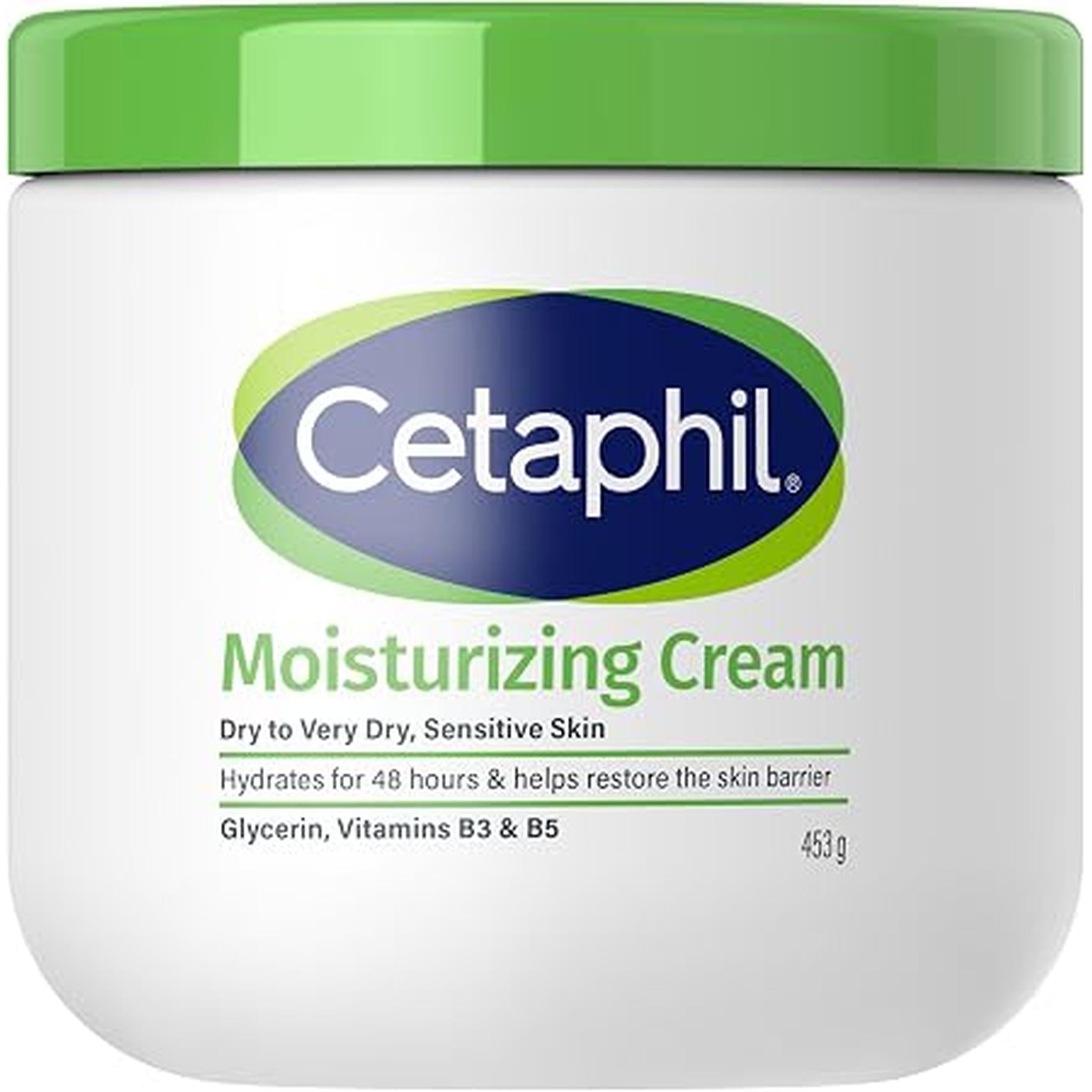 Cetaphil Moisturizing Cream | Face & Body | Men & Women | Normal To Dry To Very Dry Sensitive Skin | Non-Comedogenic | Vit B5, Niacinamid & Panthenol | Unscented | 453G | Dermatologist Recommended