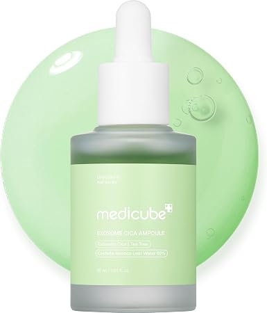 Medicube Exosome Cica Tea Tree Ampoule For Sensitive Skin With Centella Asiatica Help Reduce Redness And Breakouts. Low-Irritating, Moisturizing & Soothing Serum | Korean Skincare | 30Ml