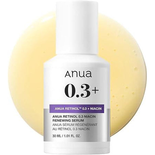 Anua Retinol 0.3 Niacin Renewing Serum, For Anti-Aging With Hydration, Textured & Glass Skin, 5% Niacinamide, Retinol For Face, Gentle For Beginner, Korean Skin Care, 30Ml /1.01 Fl.Oz.