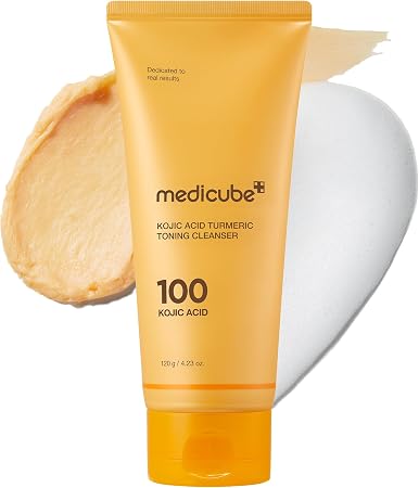 Medicube Facial Cleanser Kojic Acid Turmeric Whip Cleanser | Cleansing Foam For Brightening, Balancing | Fade Appearance Of Uneven Patches & Ideal For Use After Spot Care | Korean Skincare, 4.23 Oz
