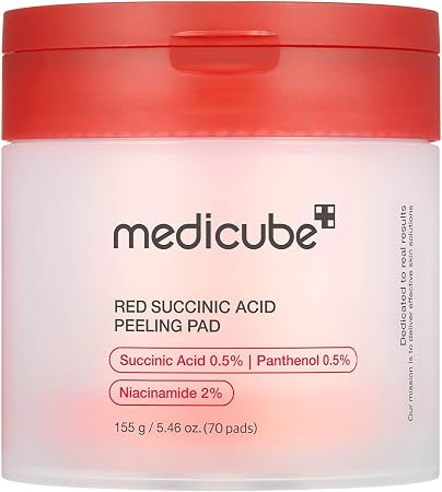 Medicube Red Succinic Acid Peeling Pad 70 Pads | Korean Exfoliating Toner Pads | Daily Skin‑Refining Pad Care For Smooth, Clear & Balanced‑Looking Skin