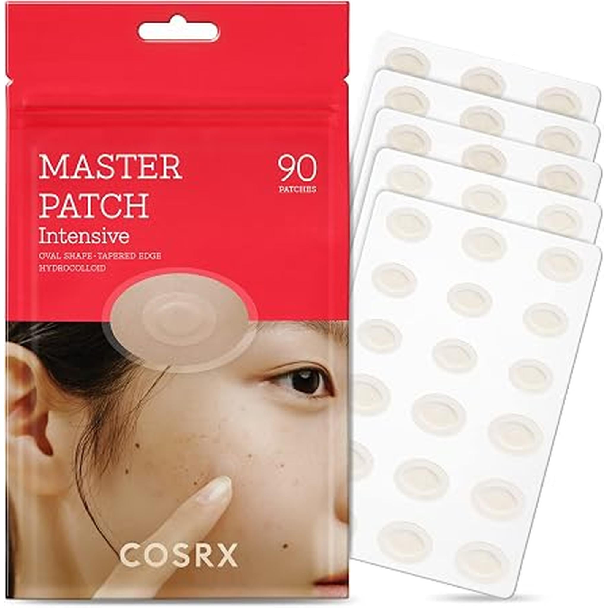Cosrx Master Patch Intensive 90 Patches (Value Pack) | Oval-Shaped Hydrocolloid Acne Pimple Patch With Tea Tree Oil | Quick & Easy Treatment