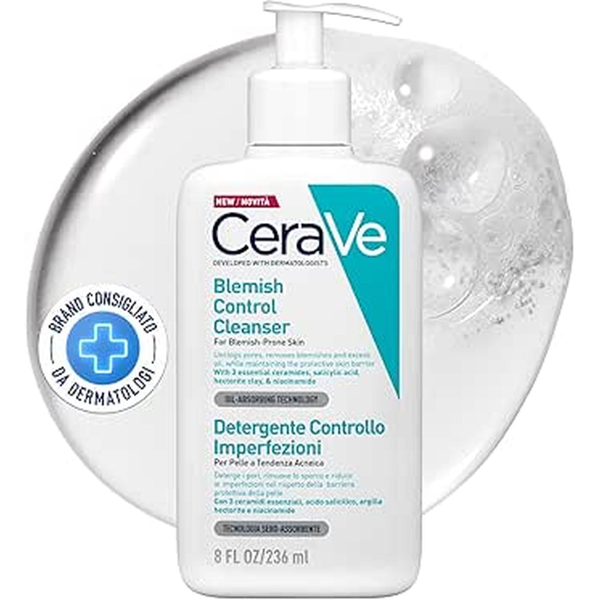 Cerave Blemish Control Cleanser Face Wash For Acne & Blemish Prone Skin With 2% Salicylic Acid, Niacinamide And Ceramides 236 Ml