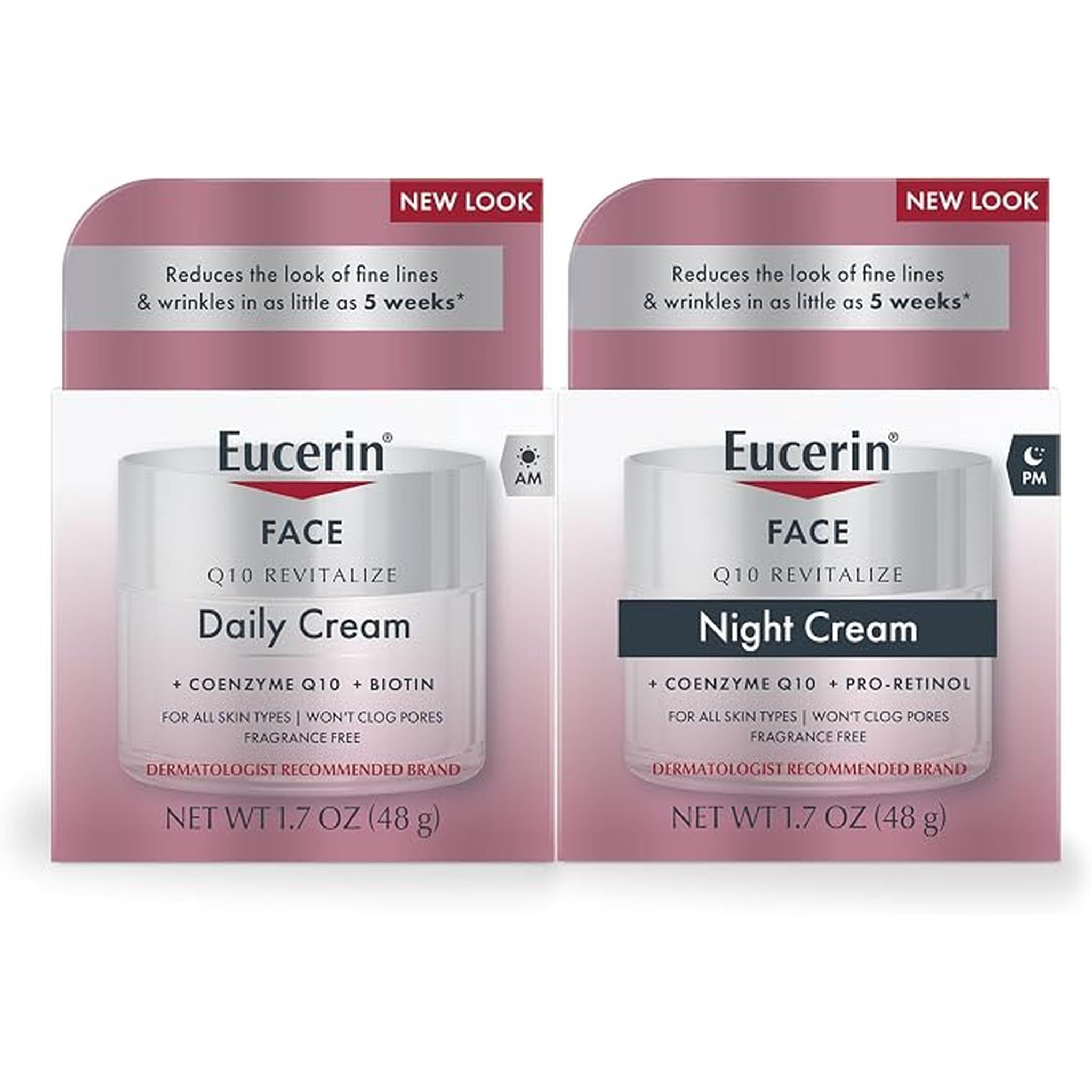 Eucerin Q10 Anti Wrinkle Face Cream Bundle, Day Cream And Night Cream For Face, 1.7 Ounce (Pack Of 2)