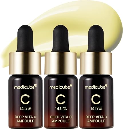 Medicube Deep Vita C Serum 2.0 || 14.5% Pure Vitamin C Reduce The Appearance Of Hyperpigmentation, Dark Spots, And Blemishes | 16 Self-Tests Complete | Korean Skincare (10G * 3 Bottles)