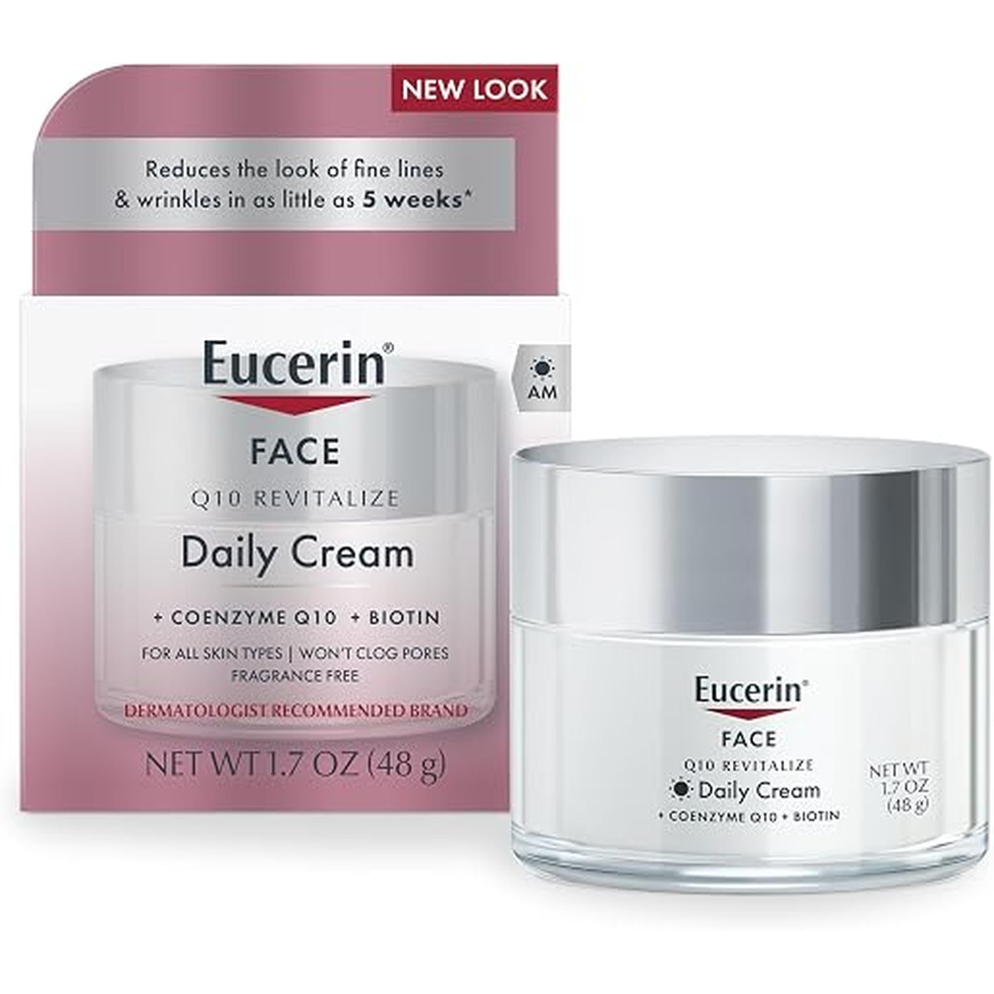 Eucerin Q10 Anti-Wrinkle Face Cream, Unscented Face Cream For Sensitive Skin, 1.7 Oz Jar