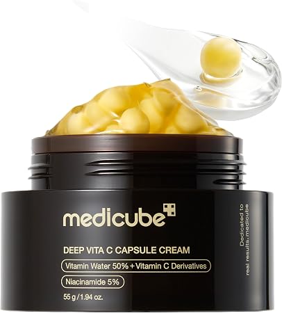 Medicube Capsule Cream With Deep Vitamin C | Liposome Vitamin C Golden Capsule For Uneven & Dull Skin | Radiance & Firm-Looking Skin | Hydrating Glow Gel Texture | Korean Skincare, 1.94 Oz