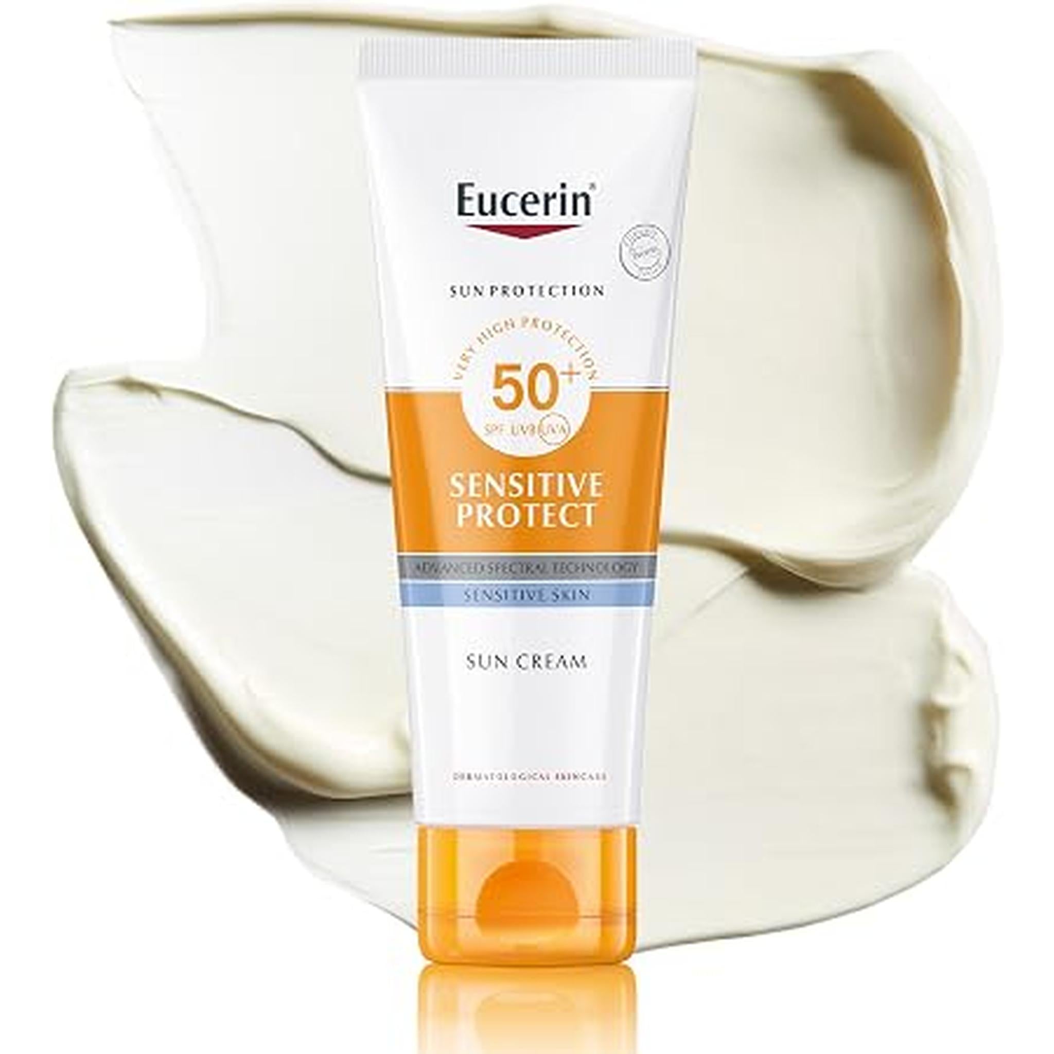Eucerin Sun Sensitive Protect Facial Sunscreen, High Uva/Uvb Protection, Spf 50+, Water-Resistant, Fragrance-Free, Sun Protection For Sensitive And Dry Skin, Suitable For Atopic Skin, 50Ml