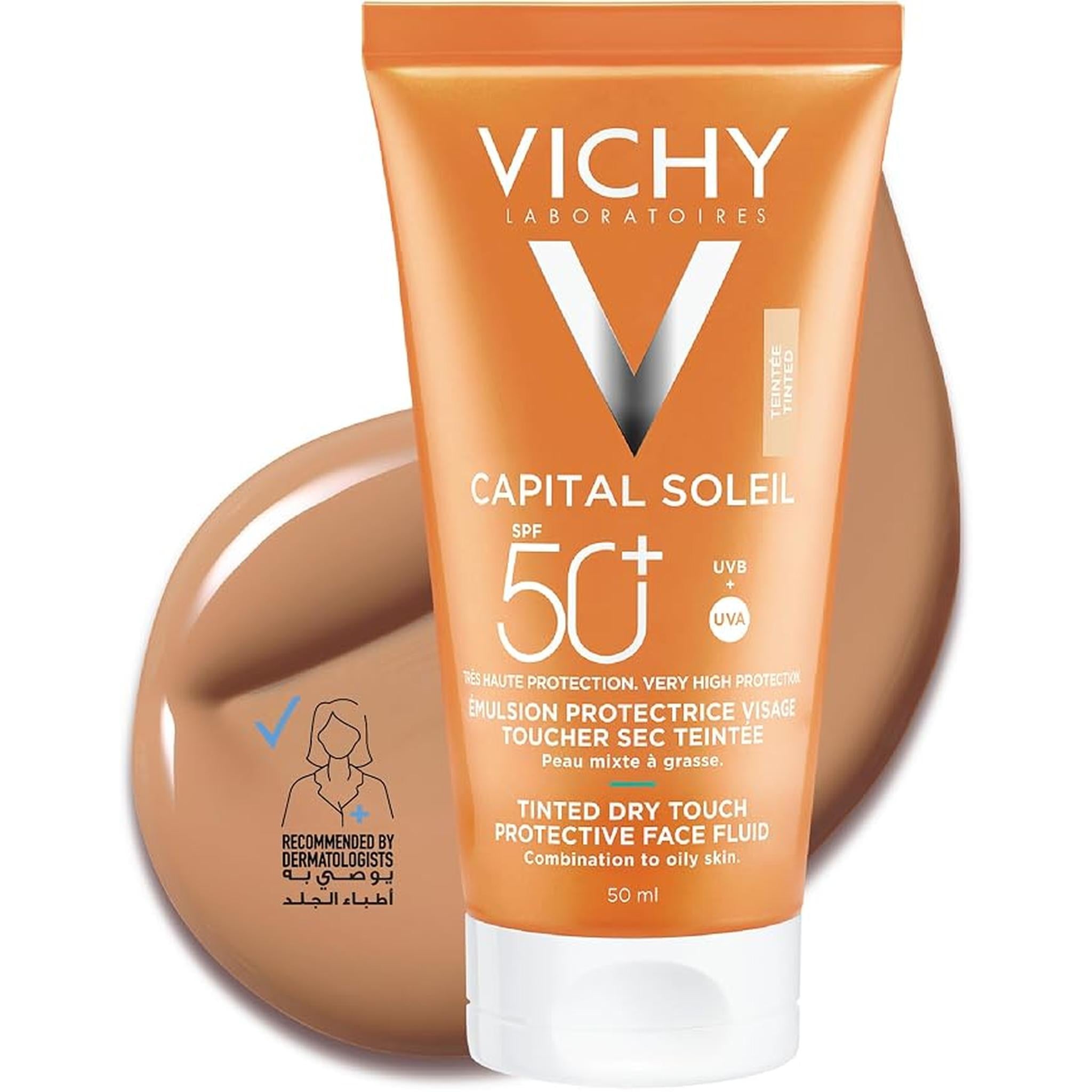 Vichy Capital Soleil Bb Anti Shine Tinted Sunscreen For Combination To Oily Skin Spf 50+ 50Ml | High Color Sun Protection, Hydration, Instant Tan, Dry Touch Emulsion, For Combination To Oily Skin