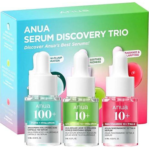 Anua Serum Discovery Trio, Mini Face Serum Travel Size Kit With Hyaluronic Acid, Niacinamide & Azelaic Acid, Hydrating Soothing Gift Set For Women, Korean Skincare Set -10Ml/0.33Fl.Oz × 3Ea