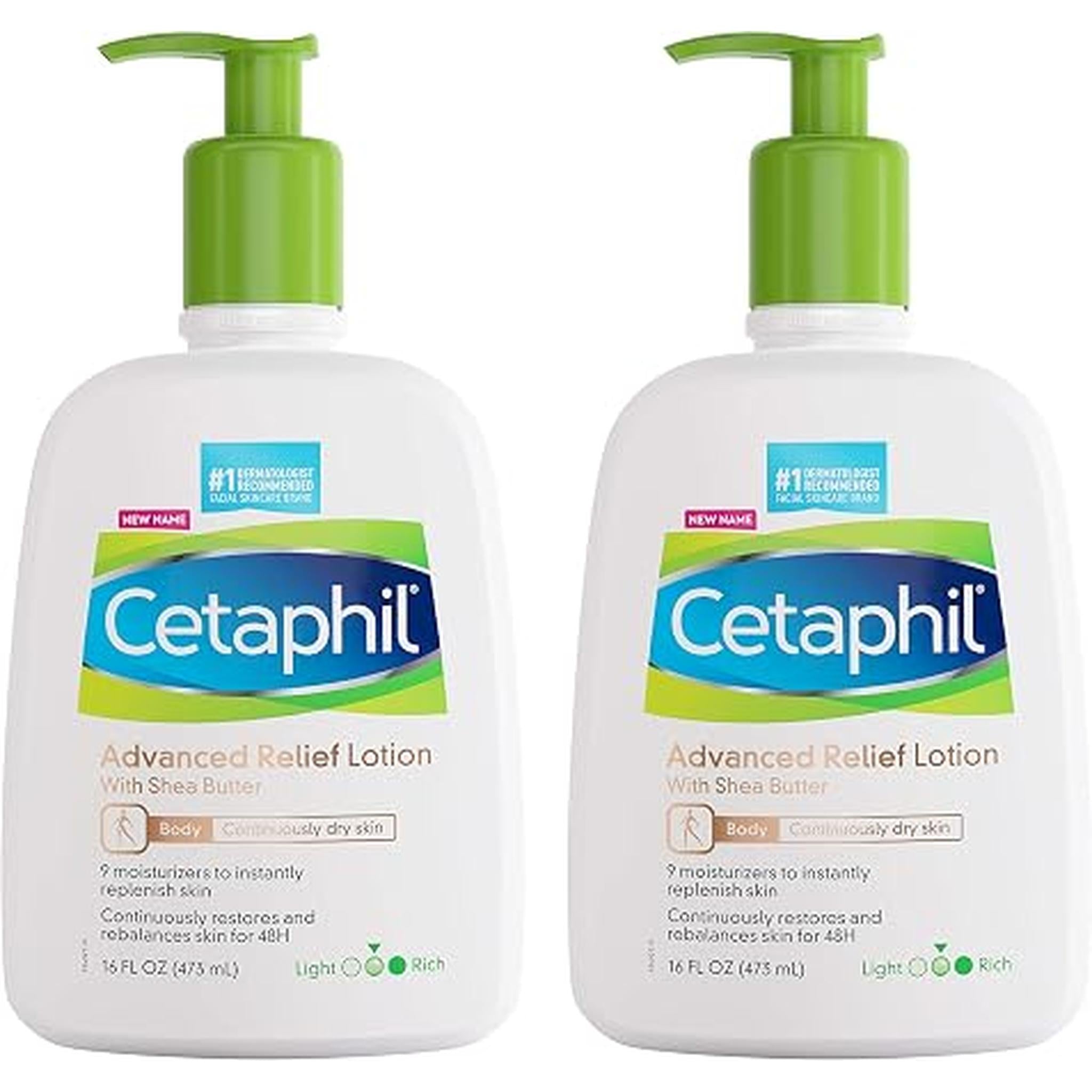Cetaphil Advanced Relief Lotion With Shea Butter, 2 Pack - 16 Oz, For Dry, Sensitive Skin, 48-Hr Moisture, Restores Skin Barrier, Fragrance Free, Dermatologist Recommended Sensitive Skincare Brand