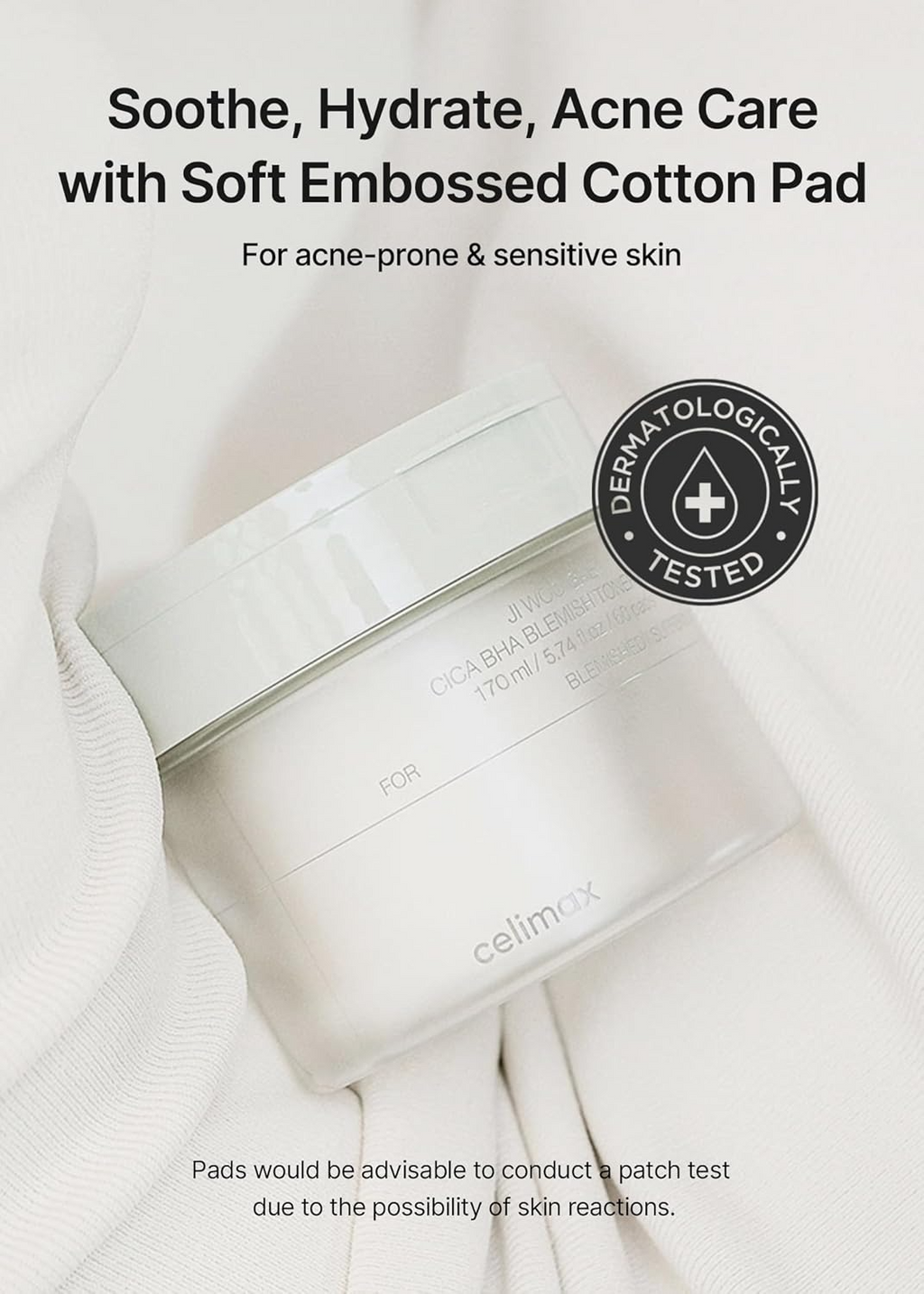 celimax Ji.Woo.Gae CICA BHA Blemish Toner Pad | BHA PHA LHA Complex, Centella Asiatica Extract, Hydrating, Moisturizing, Soothing, Reparing, (60 Pads)