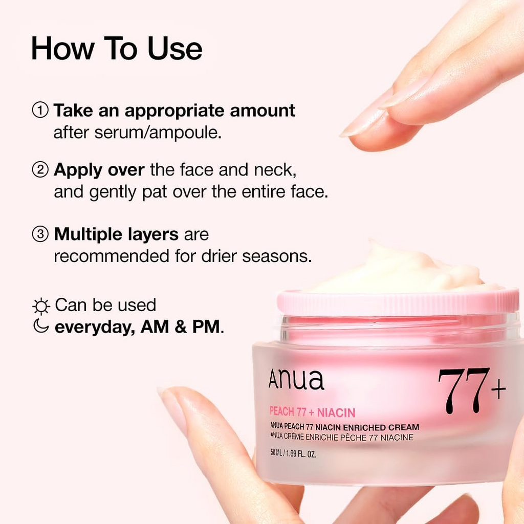 Anua Peach Niacinamide Cream, Face Moisturizer for Dry Skin